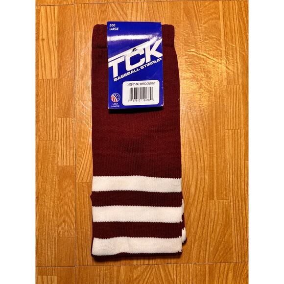 NWT TCK Baseball Softball Stirrup Cardinal & White Stripe Large 300 7" - Picture 1 of 3